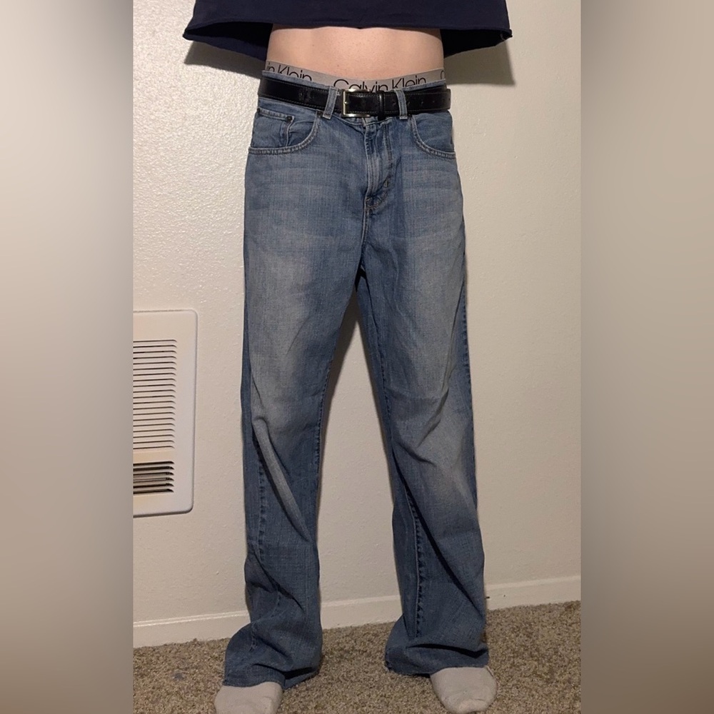 Straight-Leg Men's Jeans in Light Blue Denim